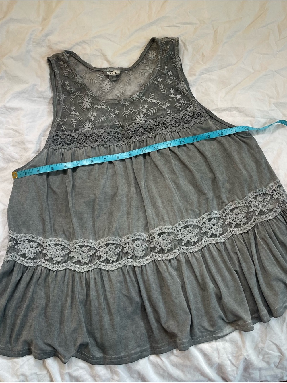 POL Lace-Trim Tank Top - Gray - Picture 5 of 6